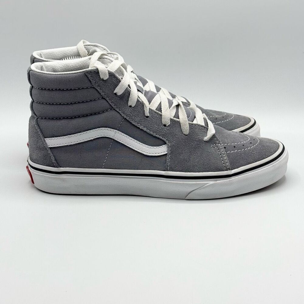 Vans Gray High Top Sneakers with White Stripe